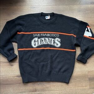 MLB San Francisco Giants Vintage Black and Orange Crewneck Sweater ! XXL